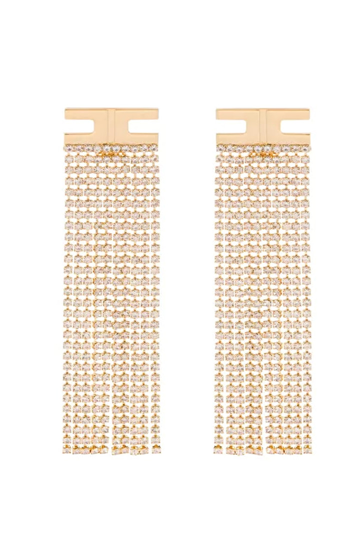 ELISABETTA FRANCHI Elisabetta Franchi earrings with logo and stones Gold