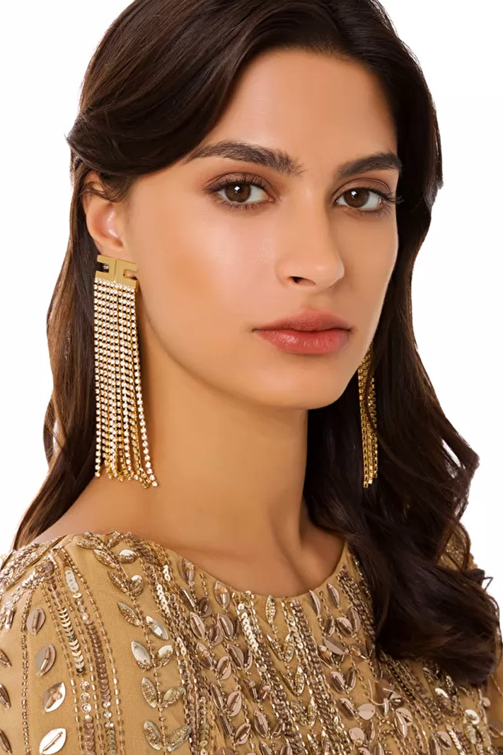 ELISABETTA FRANCHI Elisabetta Franchi earrings with logo and stones Gold