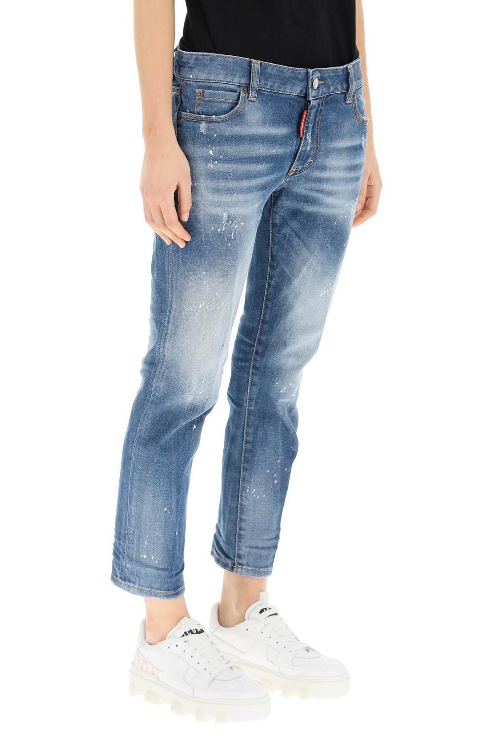 Z (S(UPER SALE Dsquared2 Twiggy jeans met roze spetters