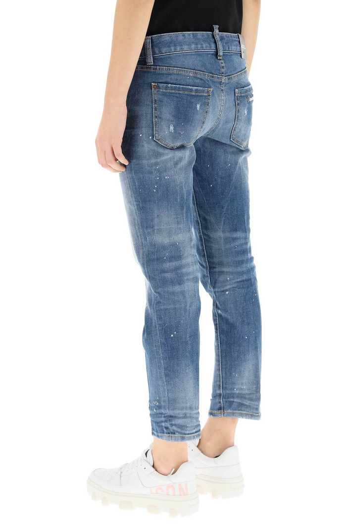 DSQUARED2 Dsquared2 Twiggy jeans met roze spetters
