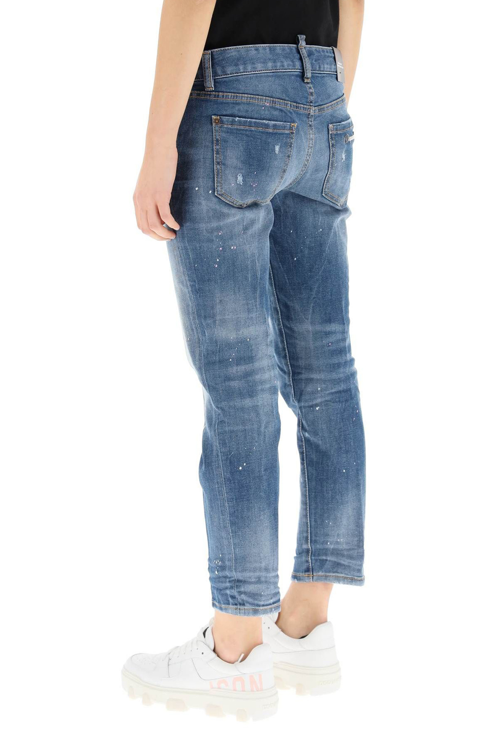 Z (S(UPER SALE Dsquared2 Twiggy jeans met roze spetters