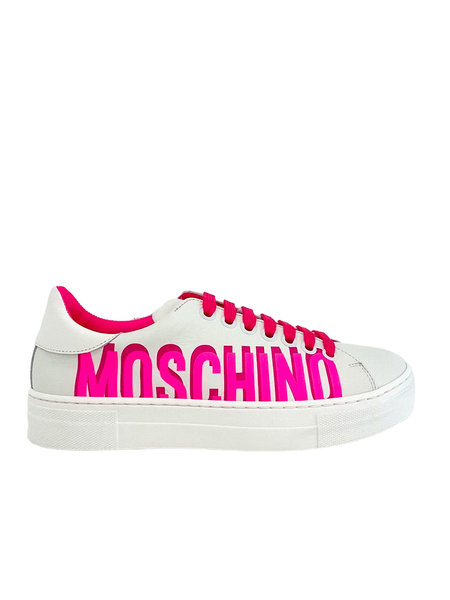 MOSCHINO + Kids Moschino trainer with logo in neon pink White