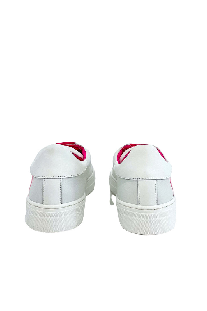 MOSCHINO + Kids Moschino sneaker met logo in neon roze Wit