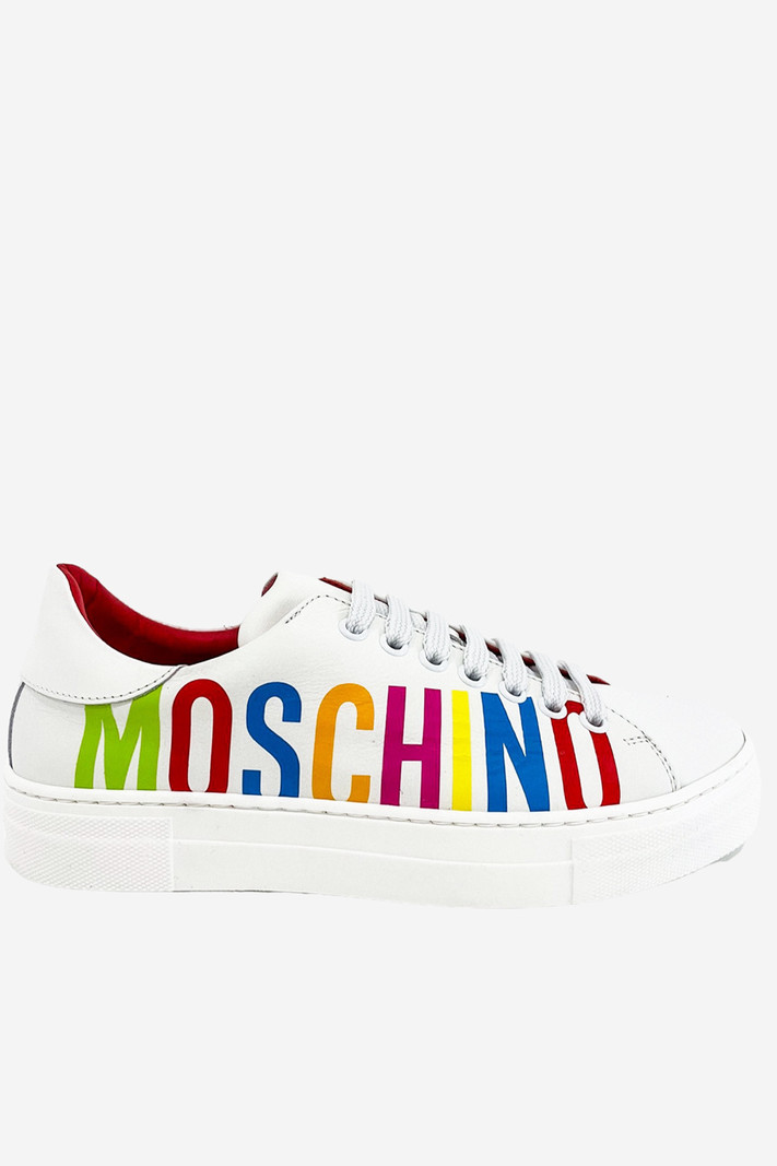 MOSCHINO + Kids Moschino sneaker met merk naam in verschillde kleuren Wit