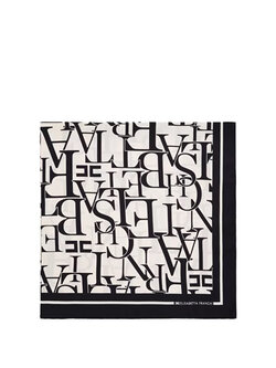 ELISABETTA FRANCHI Elisabetta Franchi zijden Sjaal met letter patroon in Ecru / Zwart / Beige