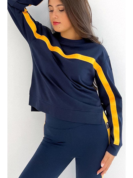 PARAJUMPERS Parajumpers Jieh sweater met gele strook met logo Donker Blauw