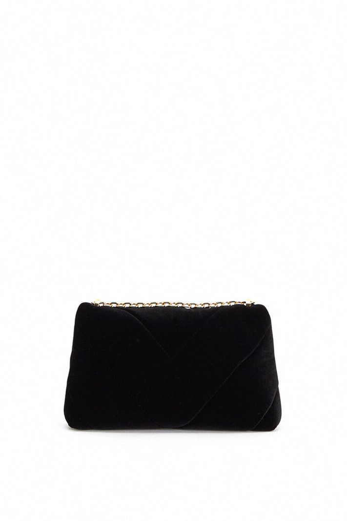 PATRIZIA PEPE Patrizia Pepe velvet deep black bag with gold logo crossbody Black