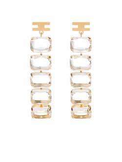 ELISABETTA FRANCHI Elisabetta Franchi earrings long 5 diamond look linked Gold