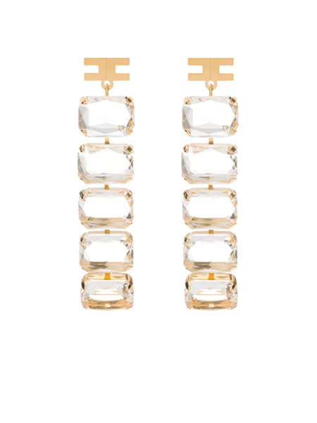 ELISABETTA FRANCHI Elisabetta Franchi earrings long 5 diamond look linked Gold