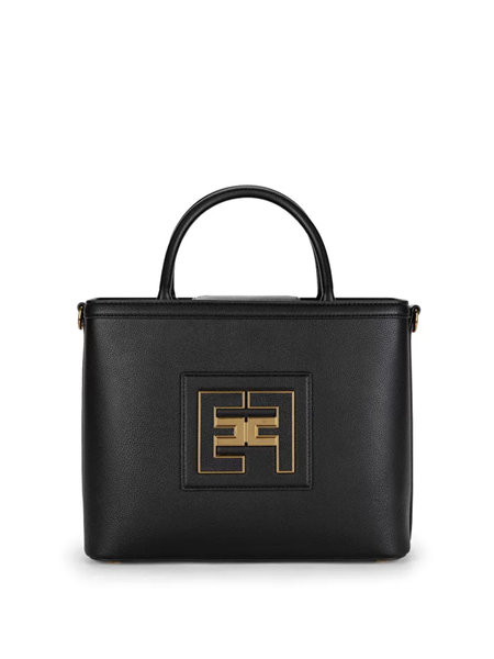 ELISABETTA FRANCHI Elisabetta Franchi MEDIUM shopper bag with logo and embossed black