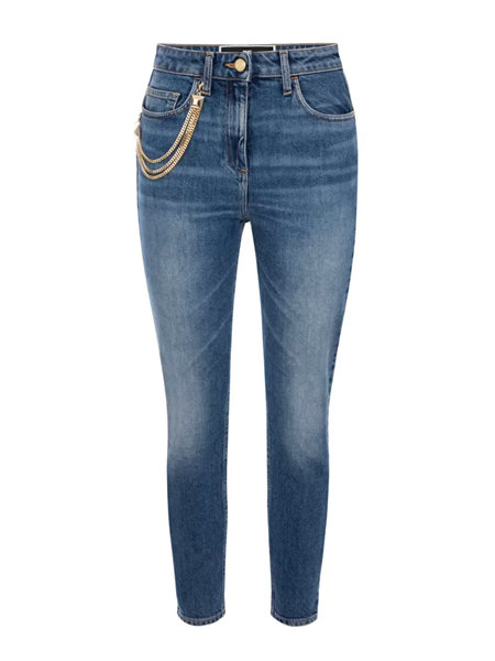 ELISABETTA FRANCHI Elisabetta Franchi skinny jeans met ketting met bedeltje Blauw