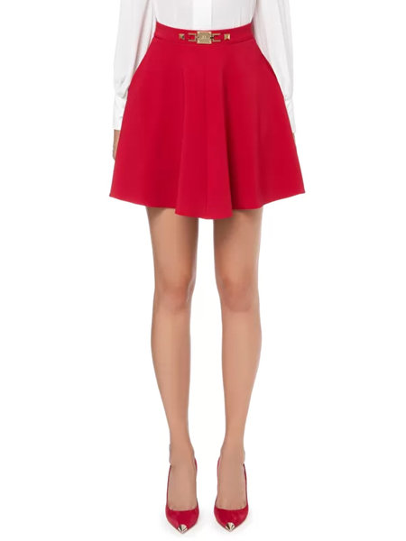 ELISABETTA FRANCHI Elisabetta Franchi skirt with logo plate Red