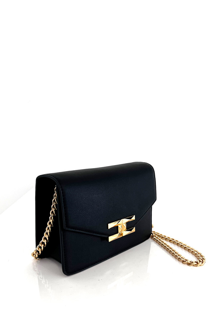 nederlaag Beukende afstuderen Elisabetta Franchi cross body tas aan ketting met gouden logo Zwart -  Dresscode