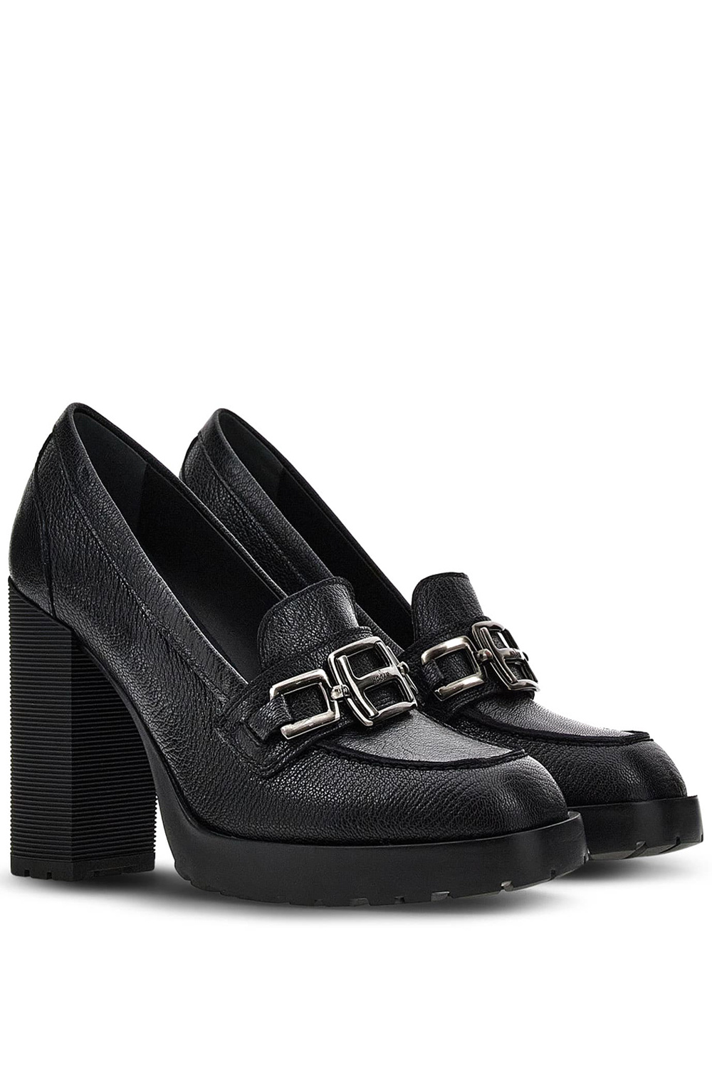 HOGAN Hogan pump wide heel and logo on front Black ( falls half a size bigger )