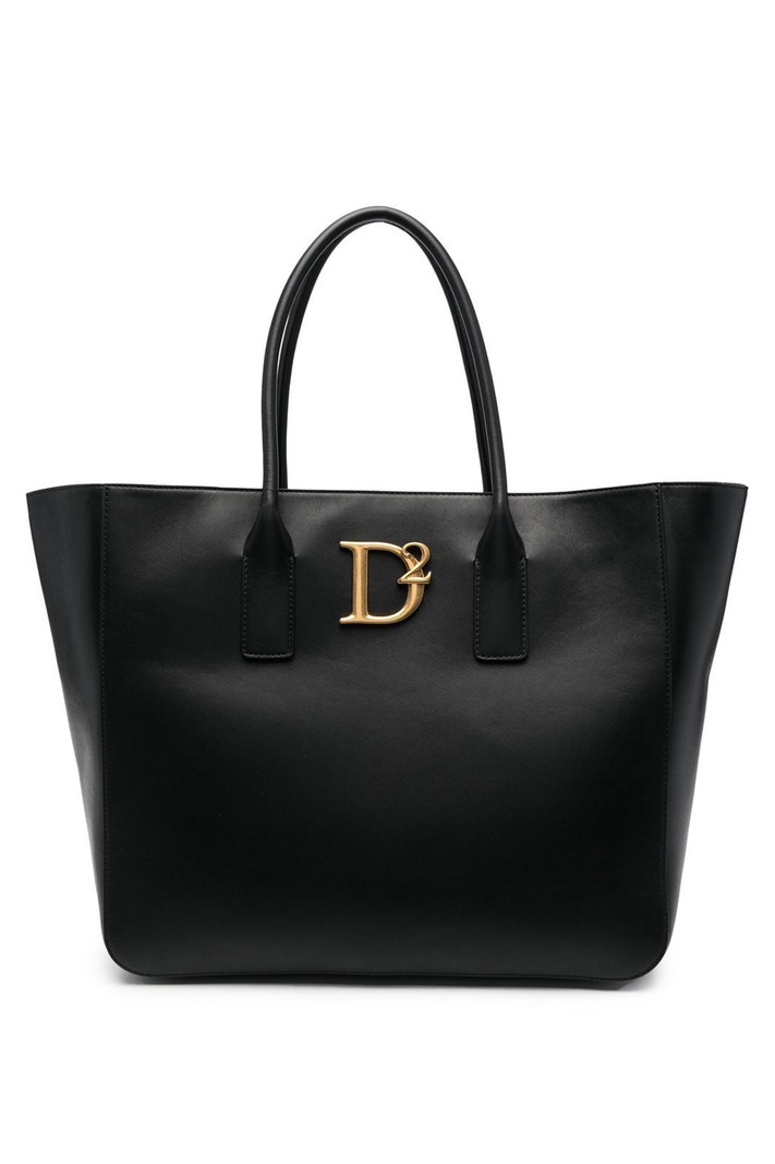 DSQUARED2 Dsquared2 statement shopper leer met gouden logo Zwart