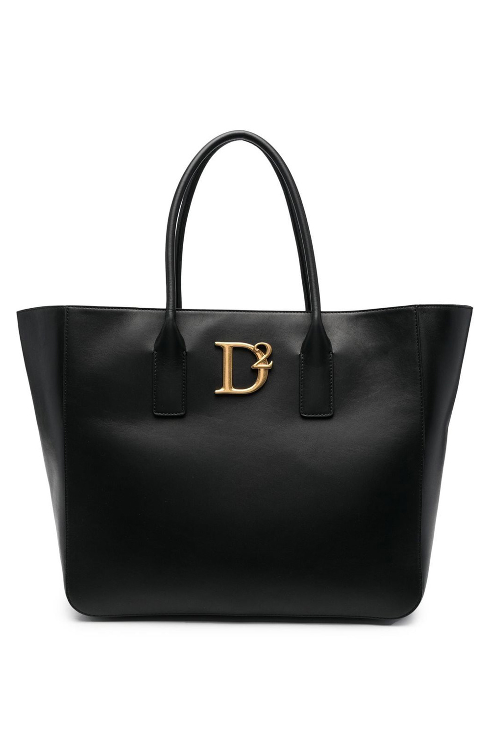 Z (S(UPER SALE Dsquared2 statement shopper leer met gouden logo Zwart