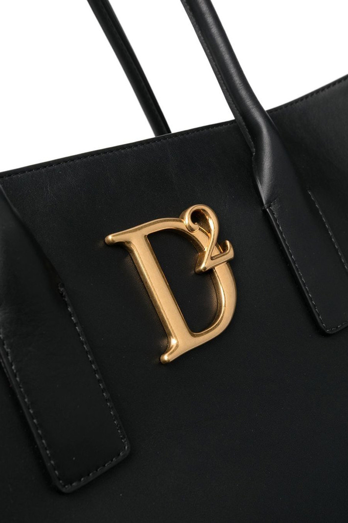 DSQUARED2 Dsquared2 statement shopper leather with gold logo Black