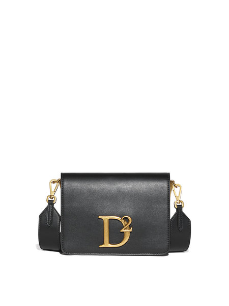 Z (S(UPER SALE Dsquared2 handtas D2 statement schoudertas met gouden logo Zwart