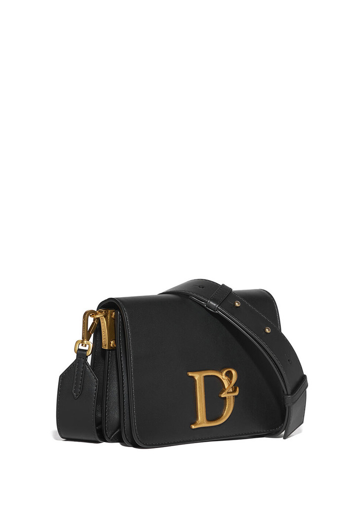 DSQUARED2 Dsquared2 handbag D2 statement shoulder bag with gold logo Black