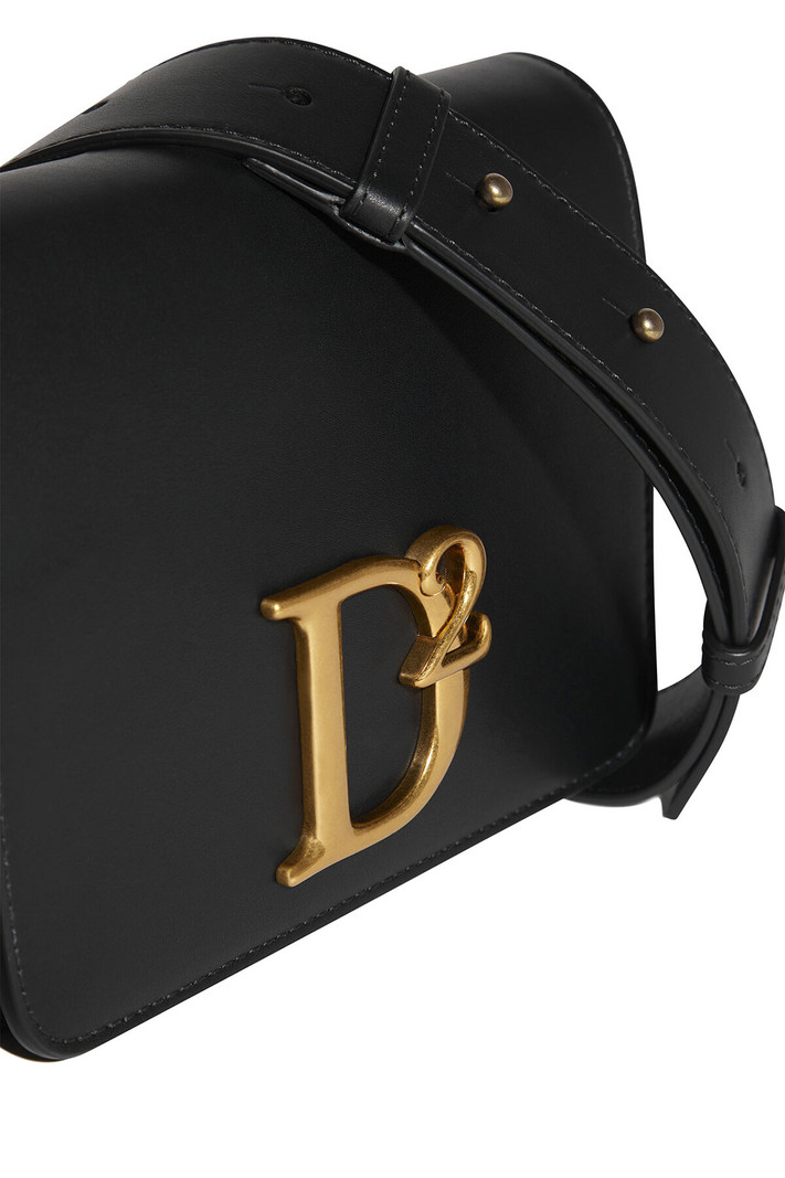 DSQUARED2 Dsquared2 handbag D2 statement shoulder bag with gold logo Black