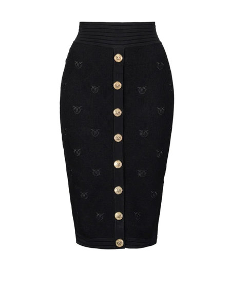 PINKO Pinko pencil skirt with lgo in fabric and gold buttons Black