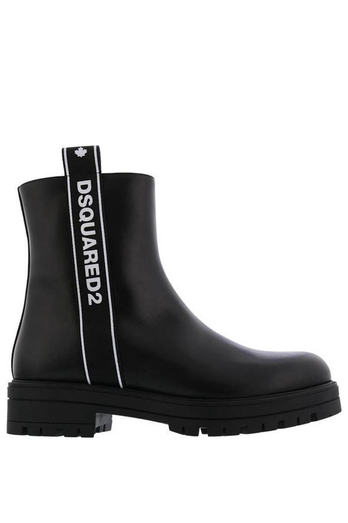 DSQUARED2 Dsquared2 leather boots with zipper and logo tape Black ( comes out one size bigger )