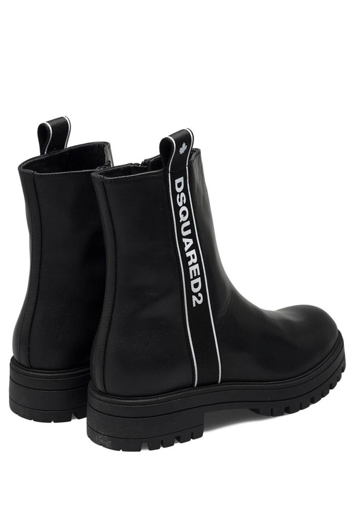 DSQUARED2 Dsquared2 leren  boots met rits en logotape Zwart ( valt een maat groter uit )