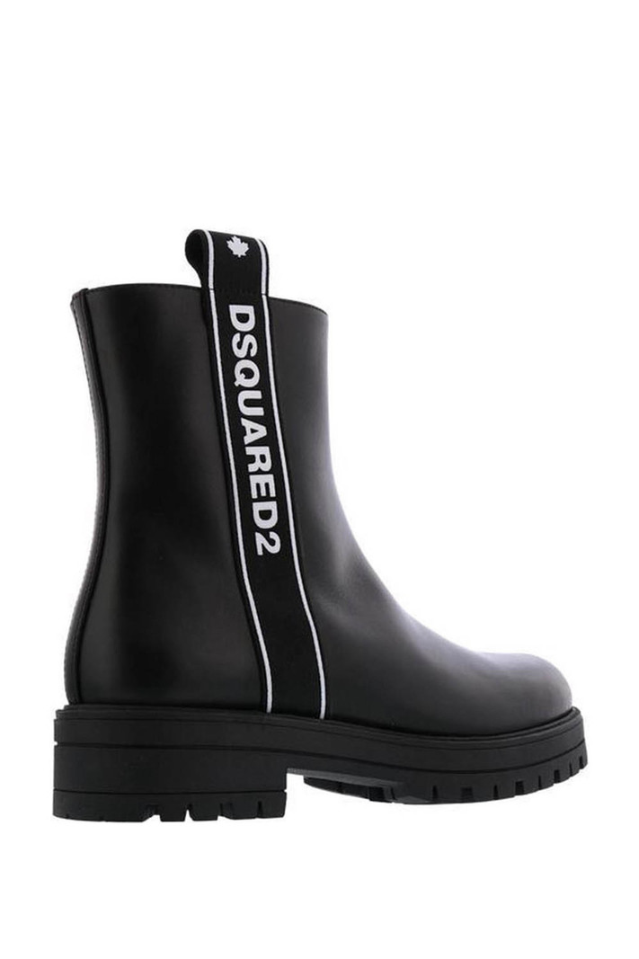 DSQUARED2 Dsquared2 leather boots with zipper and logo tape Black ( comes out one size bigger )