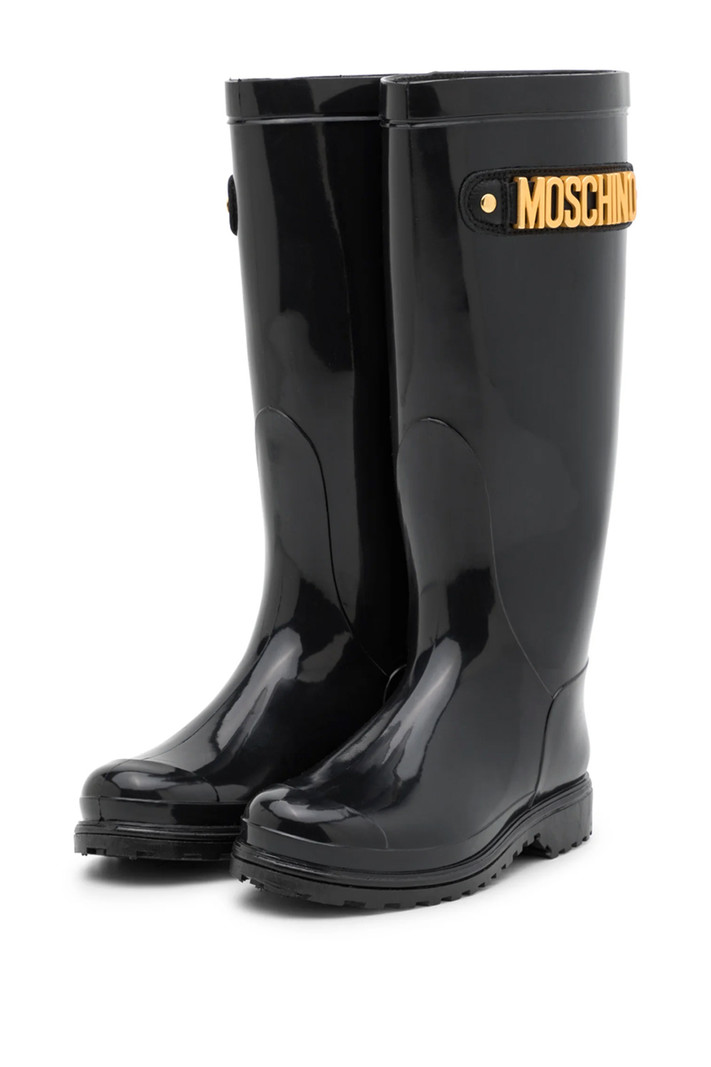 MOSCHINO + Kids Moschino rain boots regenlaars gouden logo Zwart