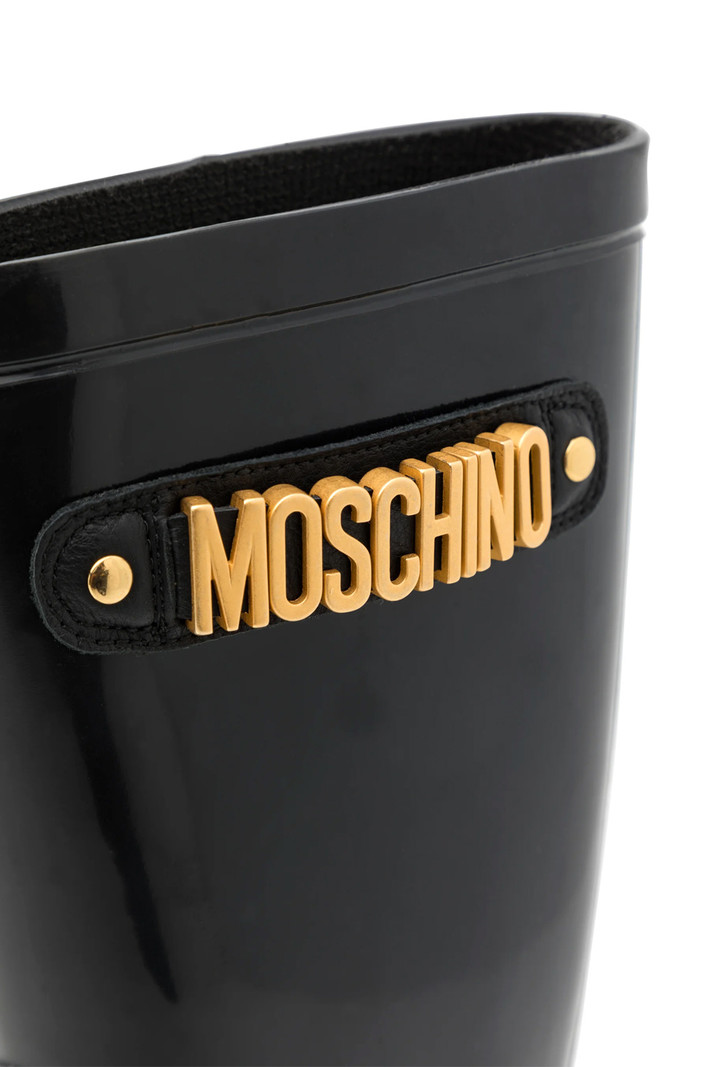 MOSCHINO + Kids Moschino rain boots rain boot gold logo Black