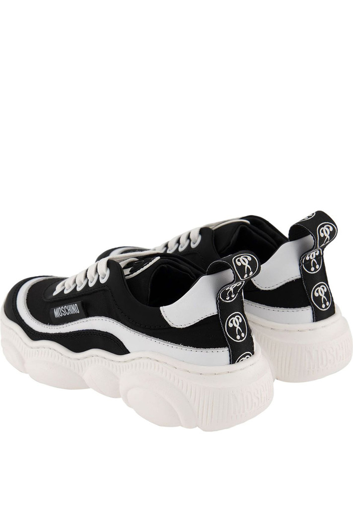 MOSCHINO + Kids Moschino sneaker with wave and logo in Black /White