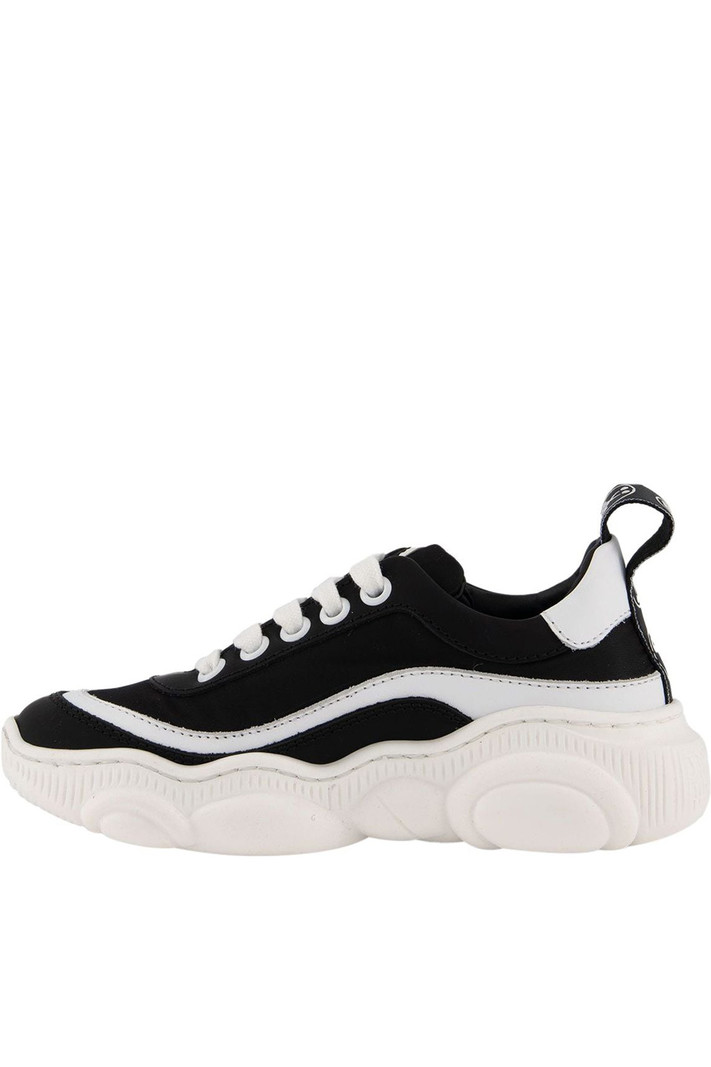 MOSCHINO + Kids Moschino sneaker with wave and logo in Black /White