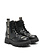 MOSCHINO + Kids Moschino leather lace-up boots gold logotape Black