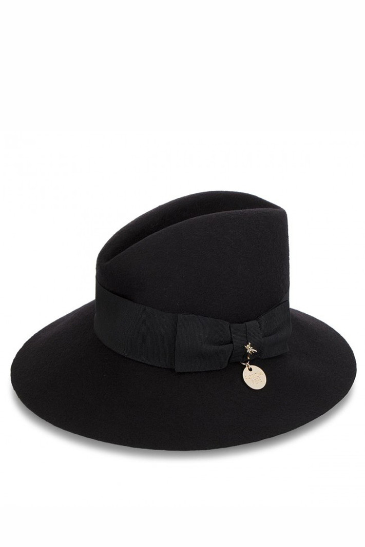 PATRIZIA PEPE Patrizia Pepe hat with bow and gold logo Black