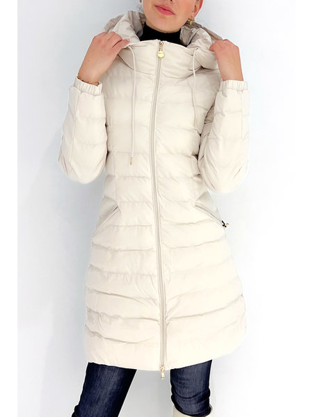 EA7 EA7 padded jacket long with capouchon creamy White