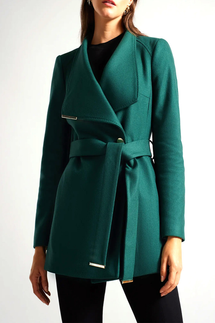 TED BAKER Ted Baker wool cashmere coat jacket gold details Rosess Green