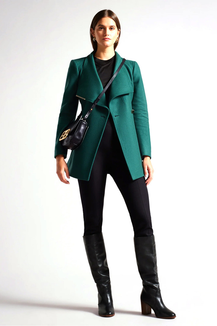 TED BAKER Ted Baker wool cashmere coat jacket gold details Rosess Green