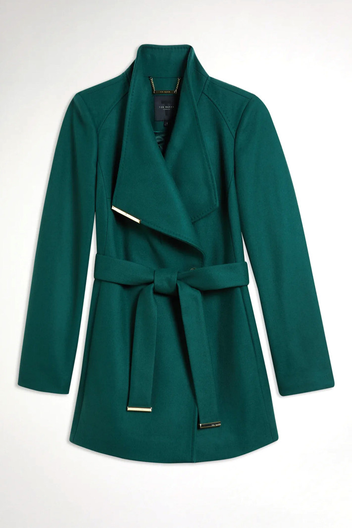 TED BAKER Ted Baker wool cashmere coat jacket gold details Rosess Green