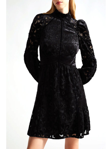 Z (S(UPER SALE Ted Baker jurk fluweel en kant Mhartha Zwart