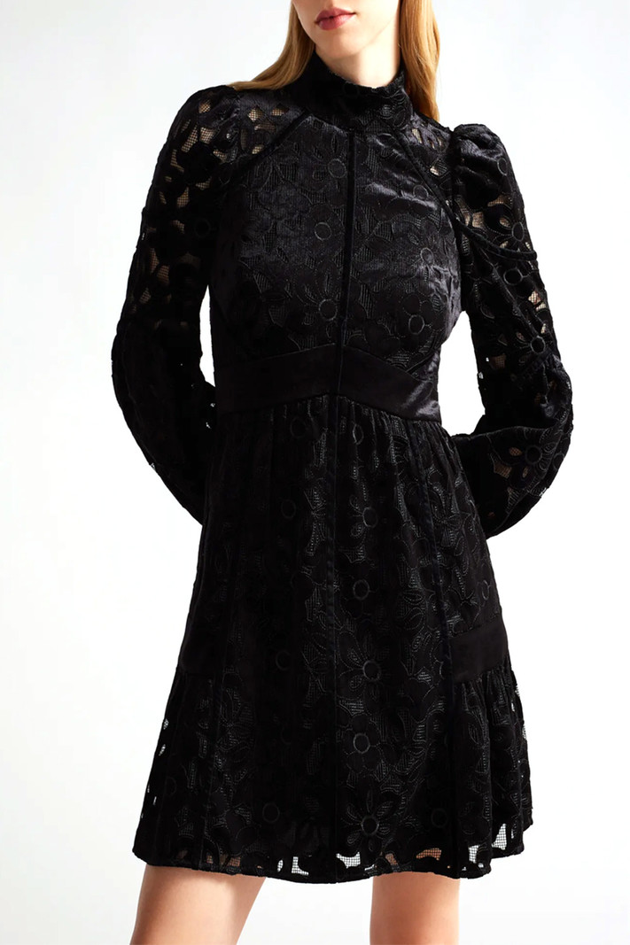 Ted Baker jurk fluweel kant Zwart -