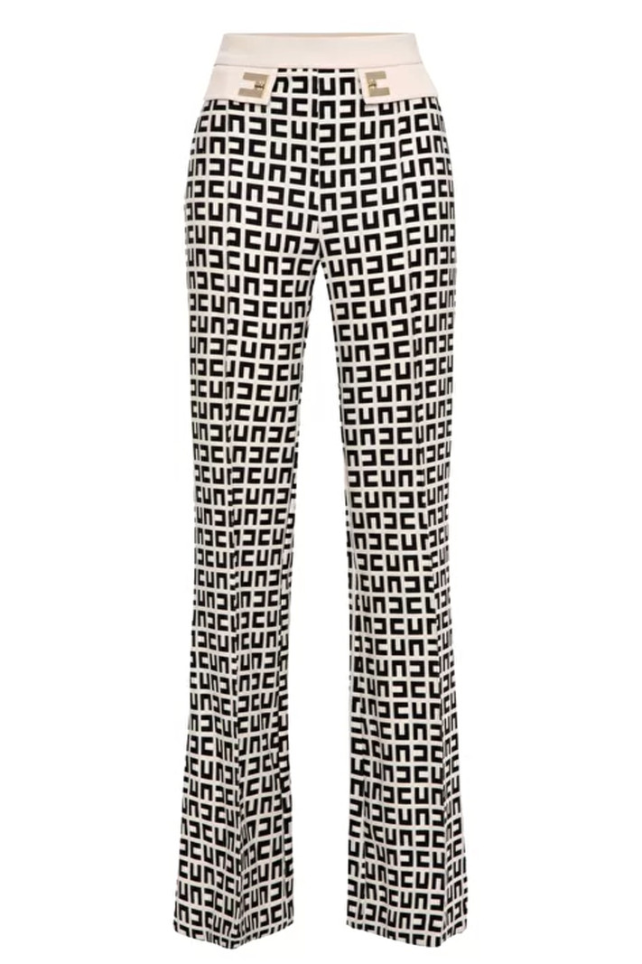 ELISABETTA FRANCHI Elisabetta Franchi trousers with logo White / Black