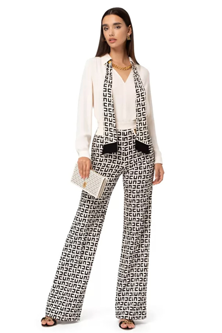 ELISABETTA FRANCHI Elisabetta Franchi trousers with logo White / Black