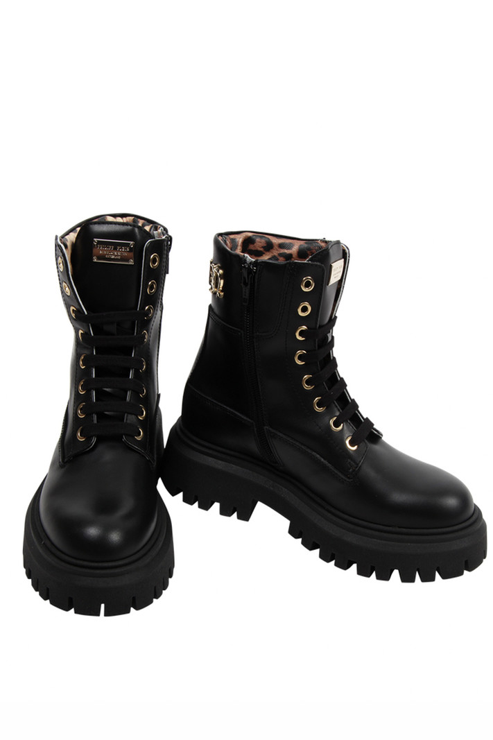 PHILIPP PLEIN Philipp plein biker boots  gouden logo achterzijde  Zwart