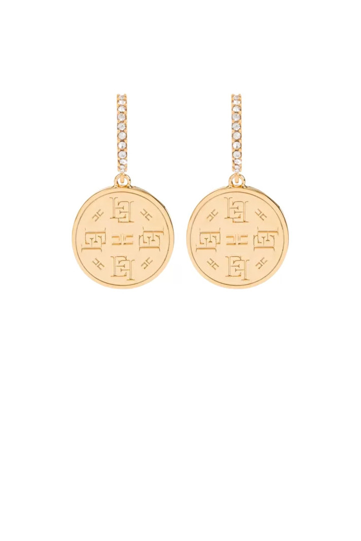 ELISABETTA FRANCHI Elisabetta Franchi stitch earrings with coin butterfly Gold