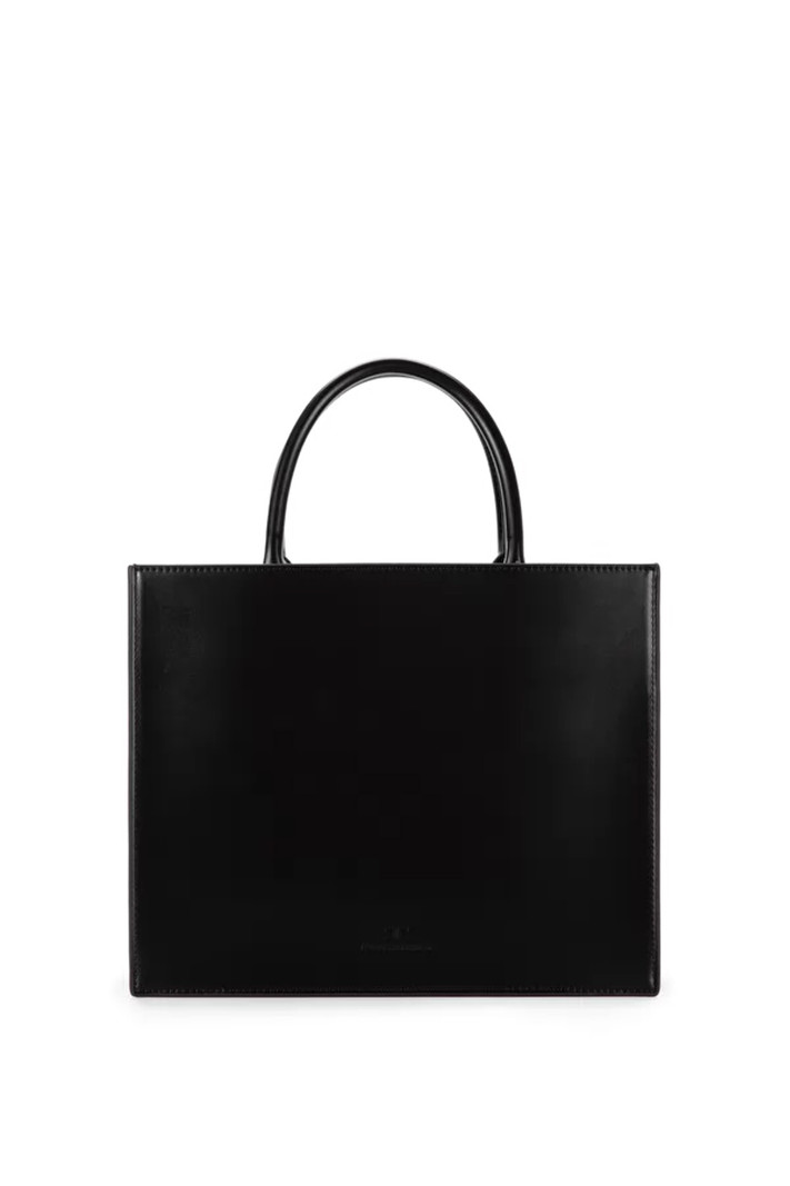 ELISABETTA FRANCHI Elisabetta Franchi leather bag shopper medium with suede logo Black