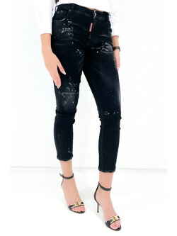 Z (S(UPER SALE Dsquared2 twiggy jeans with white spots Black