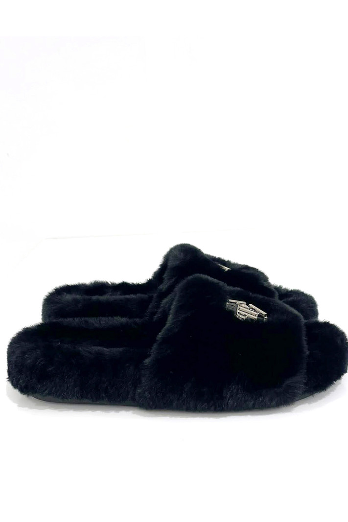 PHILIPP PLEIN Philipp plein slipper / slippers with silver logo Black