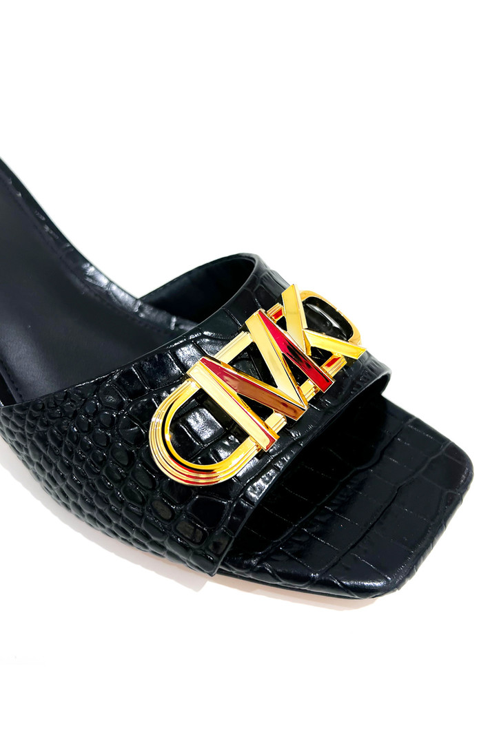 MICHAEL KORS Michael Kors amal kitten  sandaal met hakje gouden logo Zwart