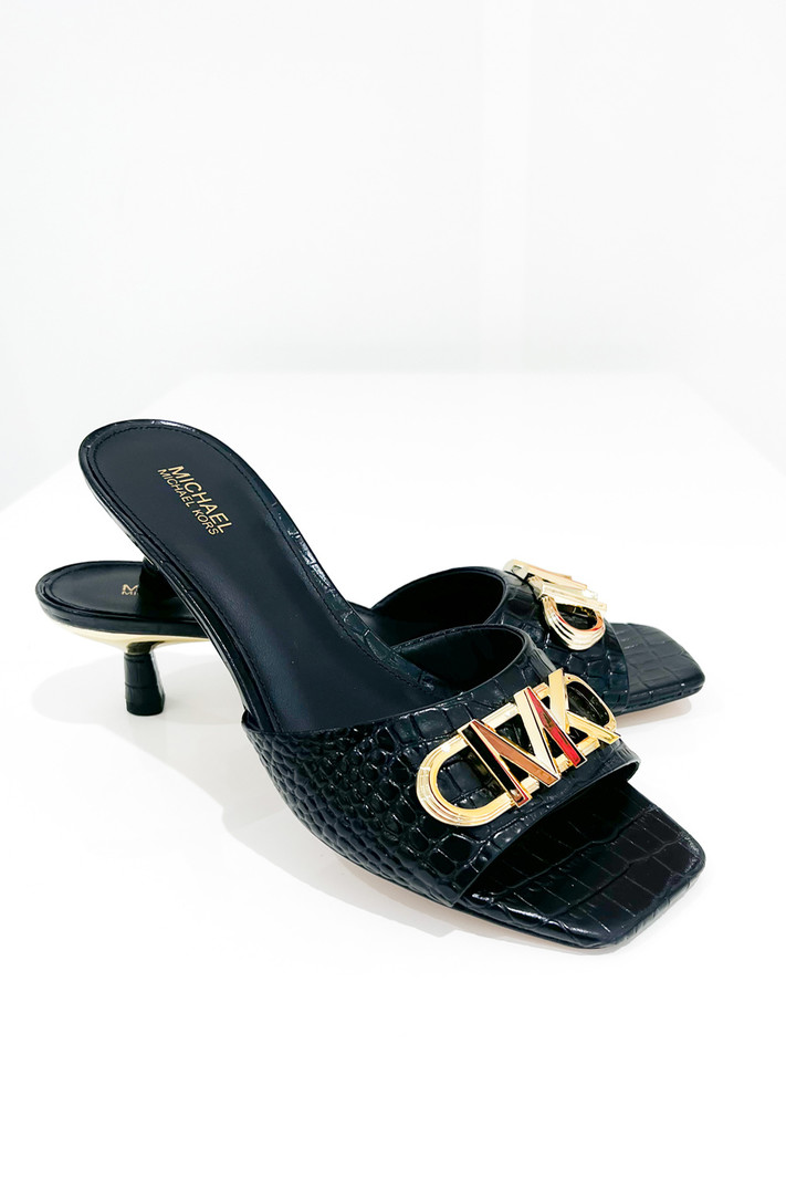 MICHAEL KORS Michael Kors amal kitten sandal with heel gold logo Black