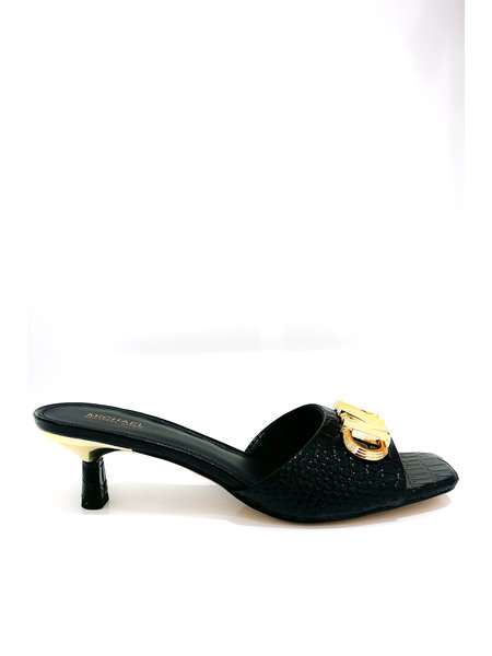 MICHAEL KORS Michael Kors amal kitten sandal with heel gold logo Black